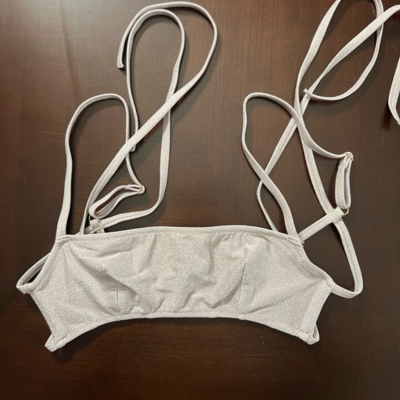 Victoria’s Secret Shimmering Silver Swim Top Sz S - Picture 1 of 2